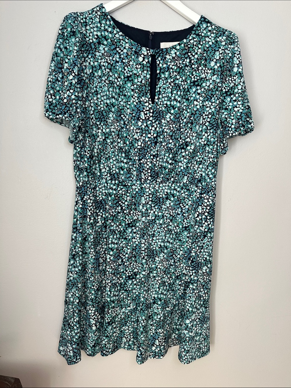 Loft  Floral Teal Green Short Sleeve Dress size 10 NWT